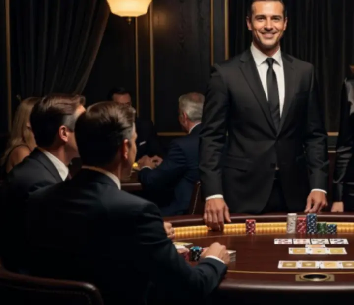 Profesjonalni prowadzący i hostessy podczas wieczoru pokerowego