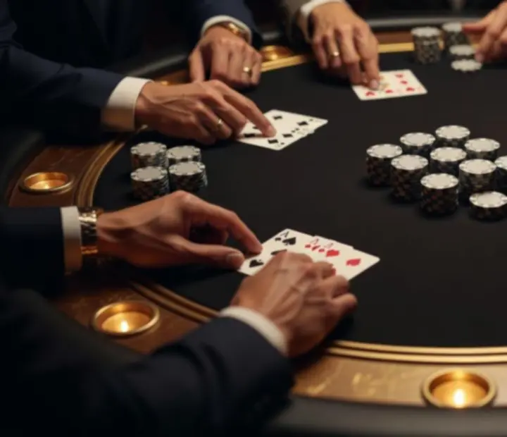 Zespół firmowy podczas eleganckiego wieczoru pokerowego w ramach integracji